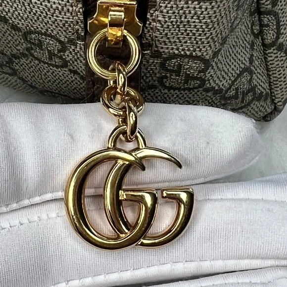 Cosmetic Bag Gucci Ophidia GG Supreme Brown Coated Canvas Large Zippy Gold Tone - Picture 9 of 17